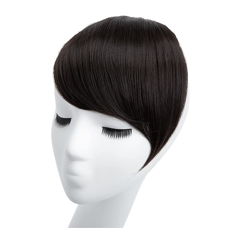 SARLA Black Brown Side Bangs Clip in Synthetic Hair Pieces Straight Bangs Extension for Women - Image 2